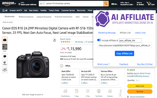 AI Amazon Affiliate Powered With Chat GPT screenshot