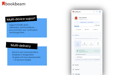 Bookbeam — Send to E-ink Reader screenshot