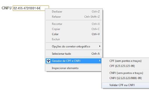Gerador de CPF e CNPJ screenshot