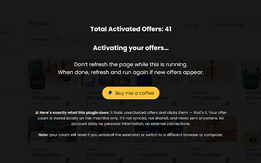 Auto Activate Chase Credit Card Offers screenshot