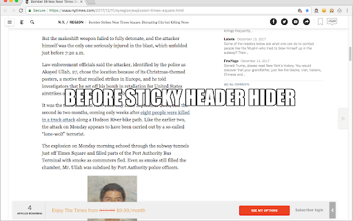 Sticky Header Hider aka Fixed Header Fixer screenshot