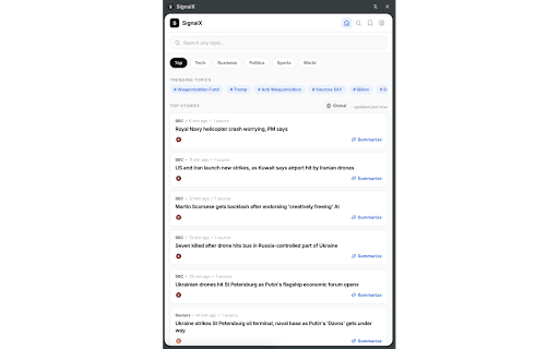 SignalX - AI News Summaries screenshot