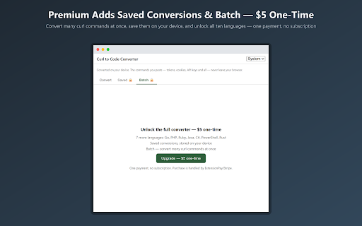 Curl to Code: Python, JS & Node Converter screenshot