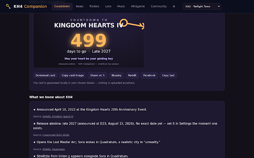 KH4 Companion — Fan Countdown & Compendium screenshot