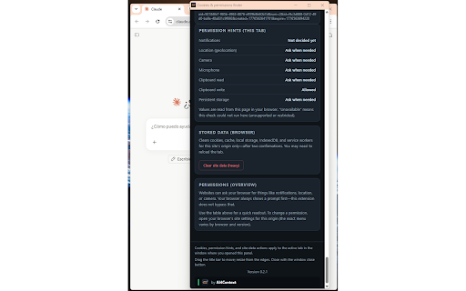 Cookies & permissions finder screenshot