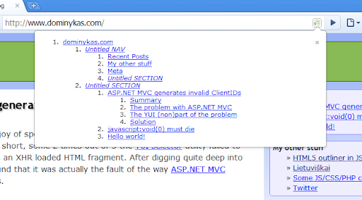 HTML5 Outliner screenshot