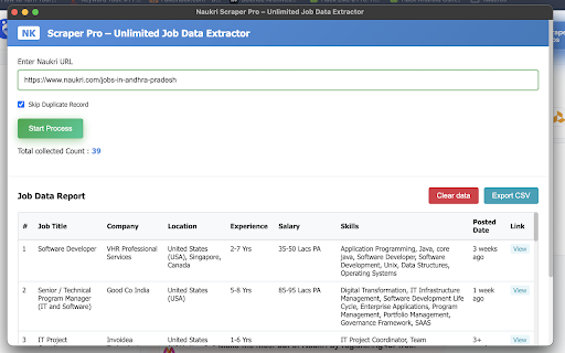 Naukri Scraper Pro – Unlimited Job Data Extractor screenshot