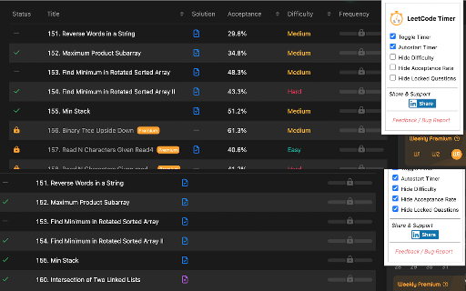 LeetCode Timer screenshot