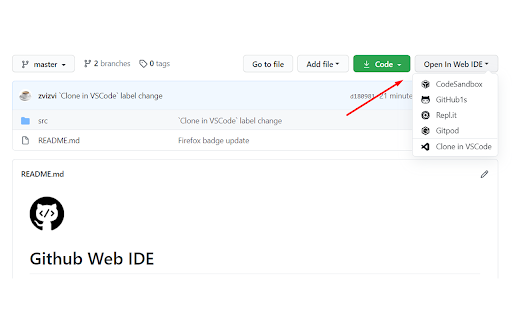 GitHub Web IDE screenshot