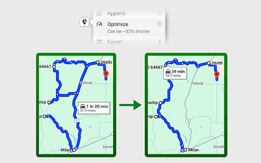 Google Maps Extended Routes screenshot