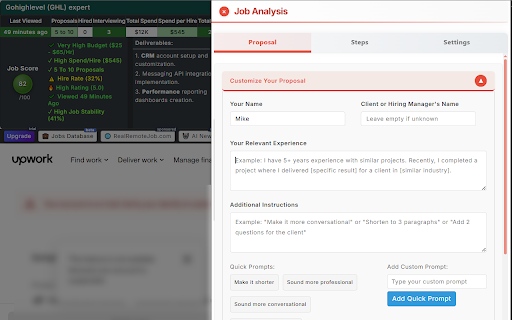 Upwork Time Saver - Job Scoring & AI Summary screenshot
