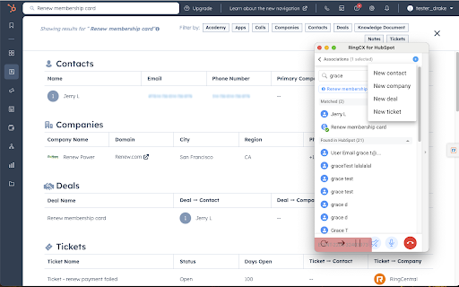 RingCentral RingCX for HubSpot screenshot