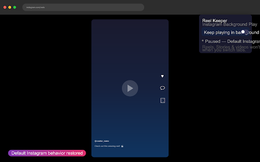 Reel Keeper — Instagram Background Play screenshot