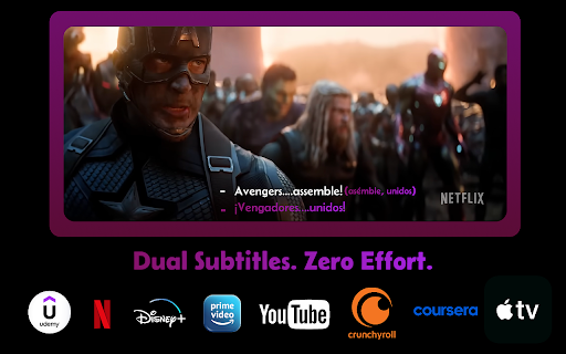 Funlingo - Dual Subtitles for Netflix, Prime Video & YouTube screenshot