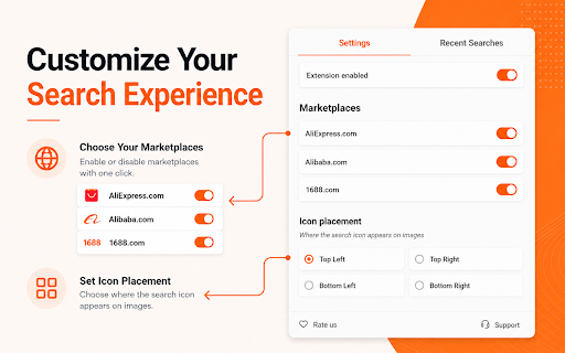 Alibaba, AliExpress & 1688 Search by Image screenshot
