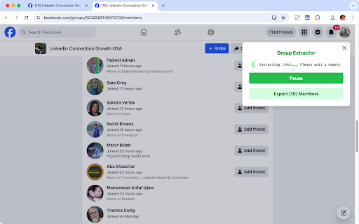 Export Group Members for Facebook screenshot