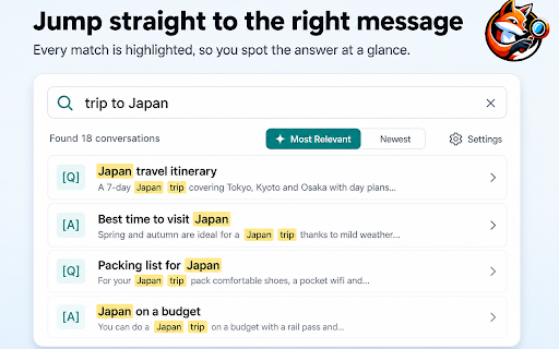 AI Chat Conversation History Search screenshot