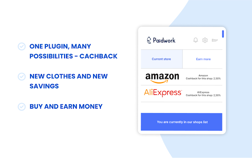 Cashback service Paidwork screenshot