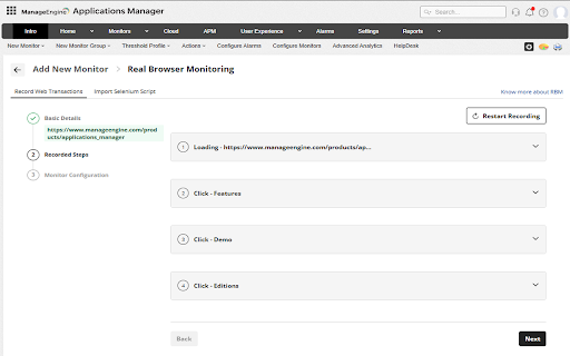 Applications Manager Web Transaction (RBM) Recorder screenshot