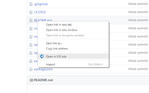 Open in VSCode screenshot