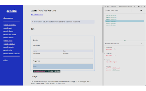 Web Component DevTools screenshot