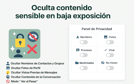 Oculta chats, fotos y mensajes en WhatsApp Web. Crea notas y recordatorios screenshot