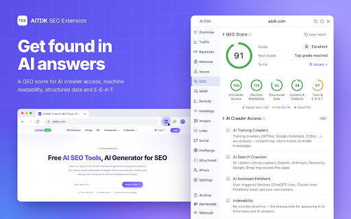 AITDK SEO Extension - Traffic/Keywords/Whois/SEO analyzer screenshot
