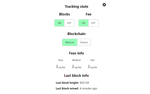 Bitcoin blocks tracker screenshot