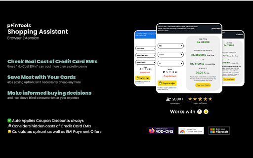 pFinTools.com - Credit Card EMI/No Cost EMI Cost Calculator screenshot