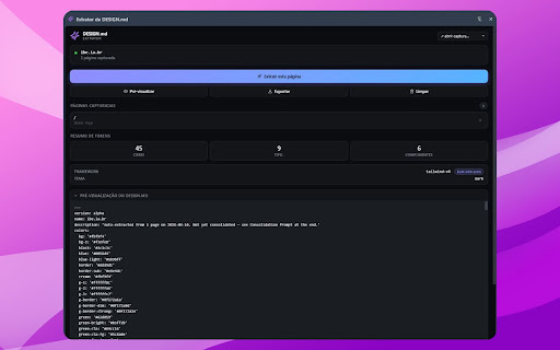 Extrator de DESIGN.md screenshot