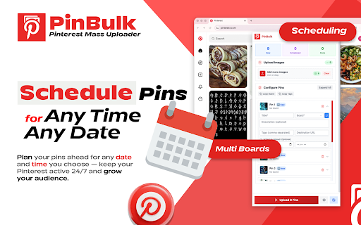 PinBulk - Pinterest Bulk Uploader, Scheduler & AI Image Generator screenshot