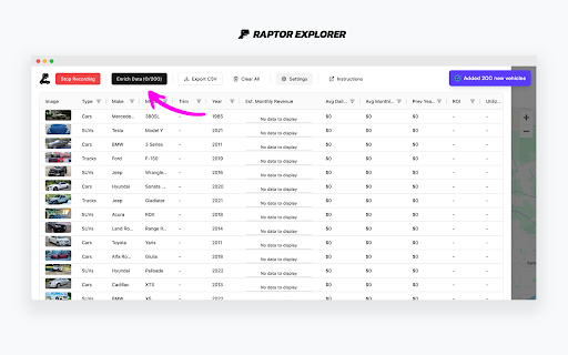 Raptor Explorer - Car Rental Analytics for Turo screenshot