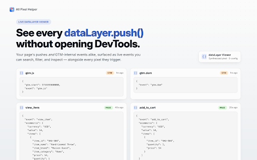 All Pixel Helper & Tag Debugger screenshot