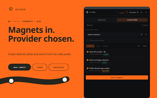 Aether — Download Manager for Chrome | HLS Video, Torrents & Debrid screenshot
