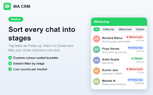 WA CRM — Lead Manager & CRM for WhatsApp Web screenshot