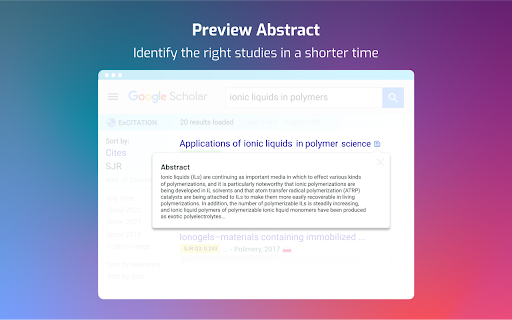 ExCITATION – Journal Ranking & Impact Factor for Google Scholar™ screenshot