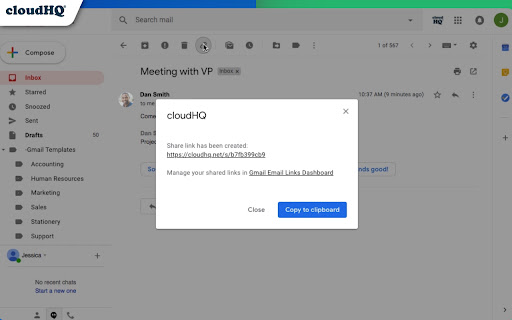 Share emails via secure URL link by cloudHQ screenshot