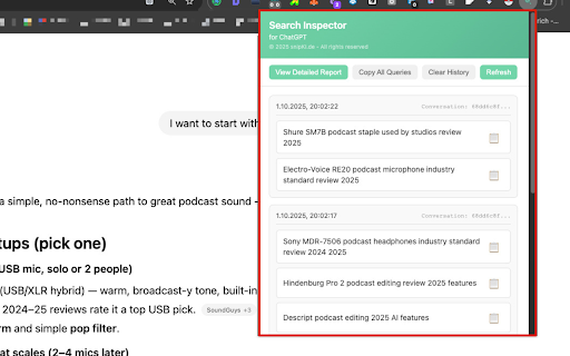 Search Inspector for ChatGPT screenshot