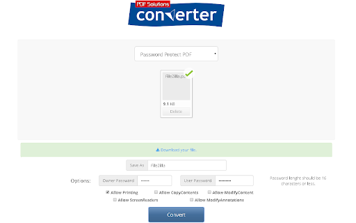 Password Protect PDF screenshot