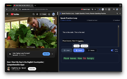 Speak Practice Loop: English, Spanish, French, Russian Practice screenshot
