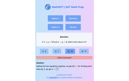 MathGPT | SAT Math Practice Problem Maker and Solver screenshot