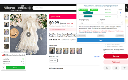 WooCommerce AliExpress Dropshipping Extension screenshot
