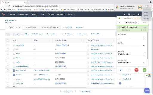 RingCentral for HubSpot screenshot