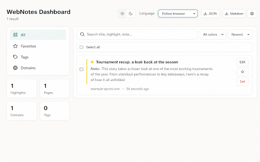 WebNotes: Webpage Highlighter & Notes – Local Search screenshot