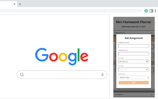 Mini Homework Planner screenshot