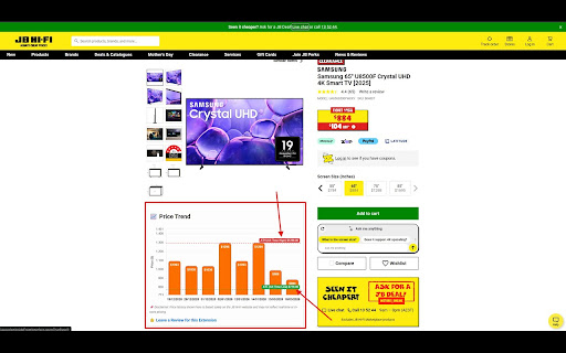 JB Hi-Fi Price Trend screenshot