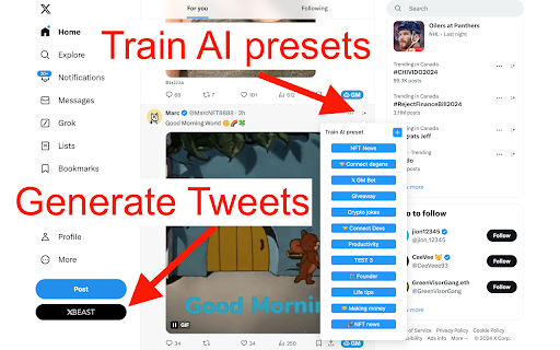 XBeast | AI tweets for 𝕏 (Twitter) screenshot