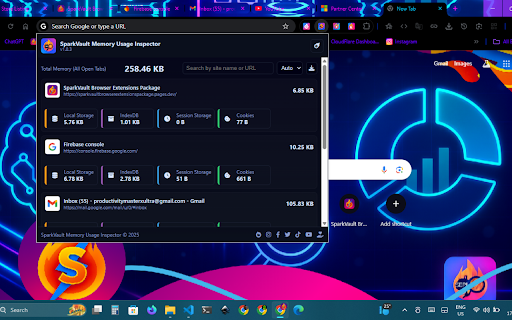 SparkVault Memory Usage Inspector screenshot