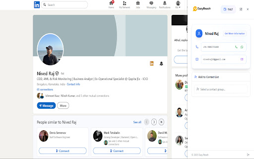 EazyReach — LinkedIn Email & Phone Finder | CXO & B2B Contact Enrichment screenshot