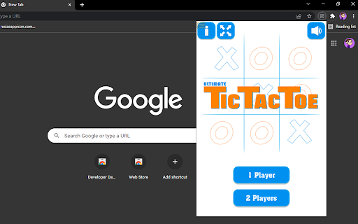 Tic Tac Toe on Chrome screenshot